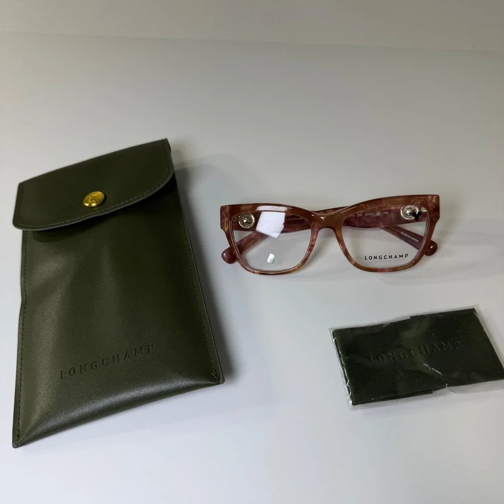 Longchamp LO2743 Square Eyeglasses‎ Marbled Pink Brown Designer Frames 52-17-140